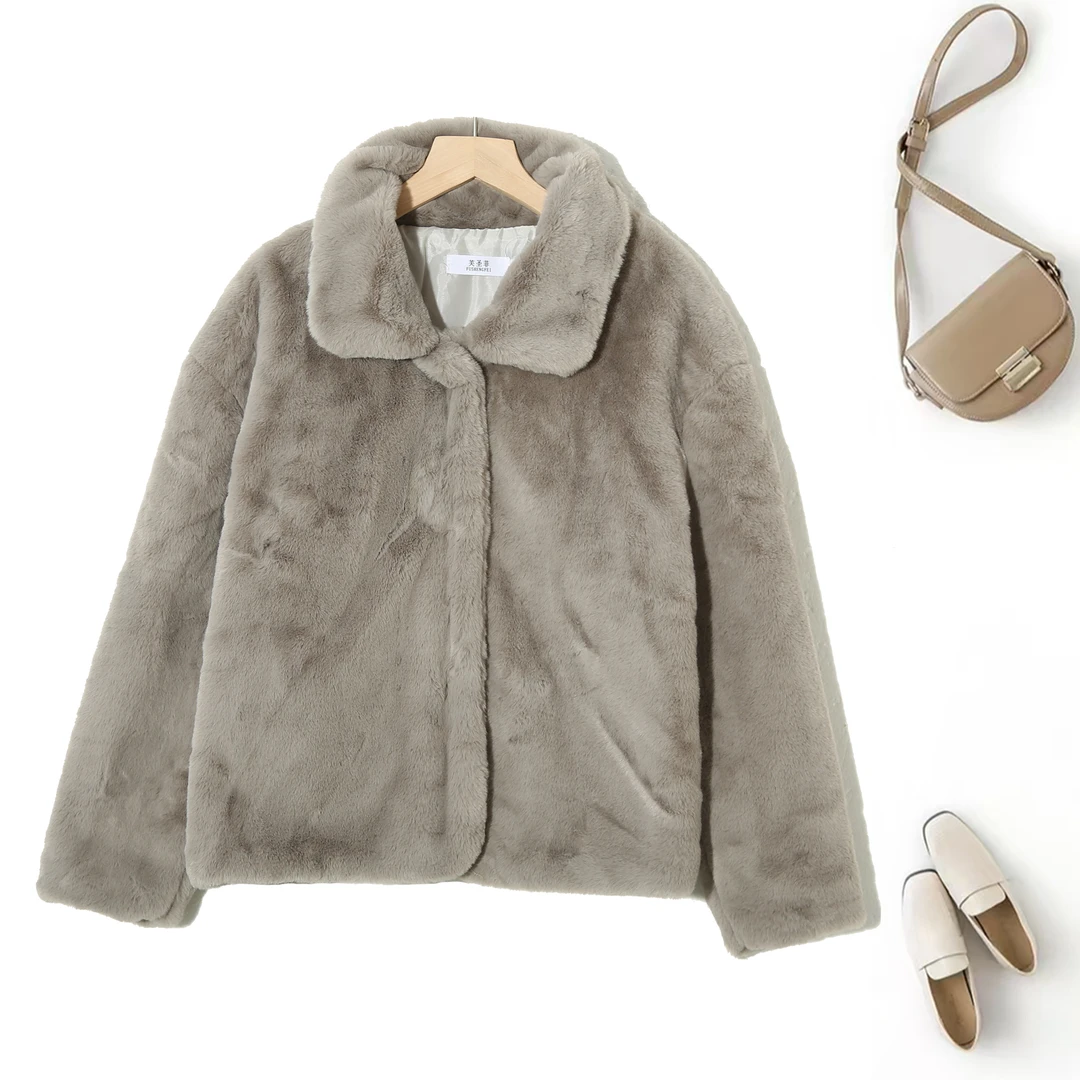 高颜值轻奢翻领毛绒外套女士百搭休闲柔软舒适高级感爆款C-CL540