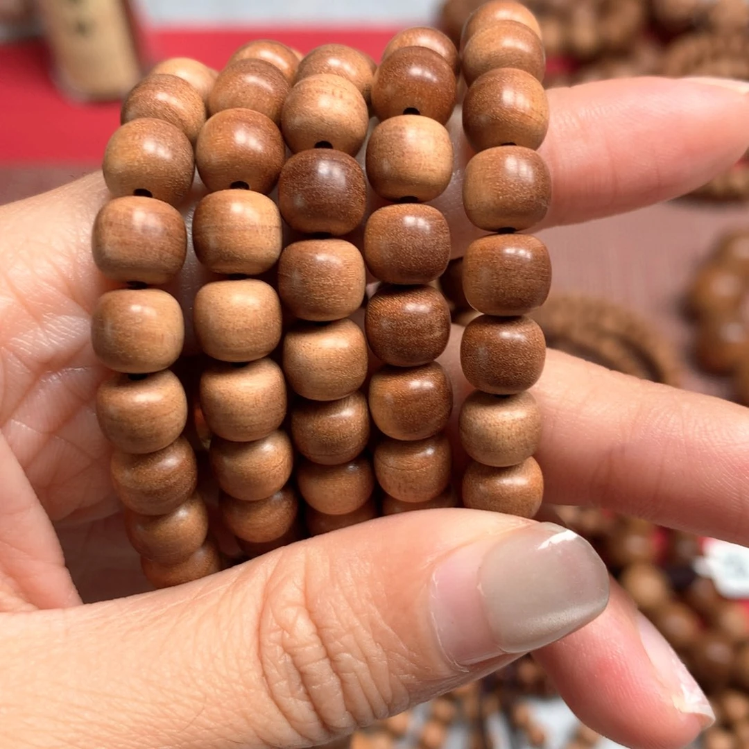 檀香木手串/手链6.5x7老型珠横纹黑肉沉水老山檀香