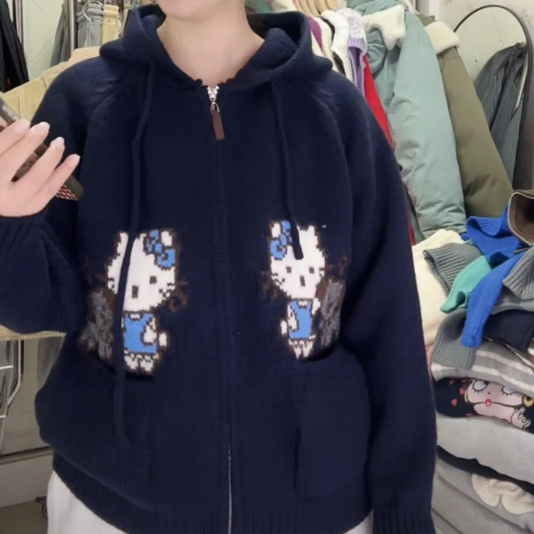 朵拉家韩国东大门可爱拉链kitty毛衣no退no换