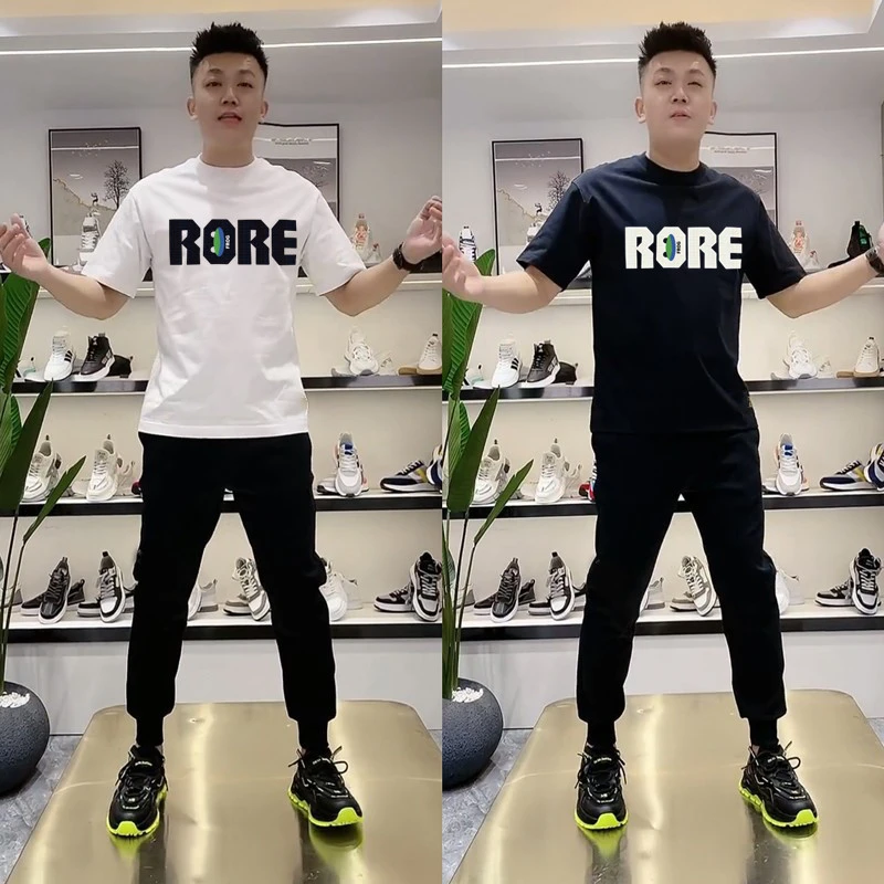 欧洲站网红休闲短袖t恤男纯棉重磅新款夏季潮牌体恤时尚潮流半袖T