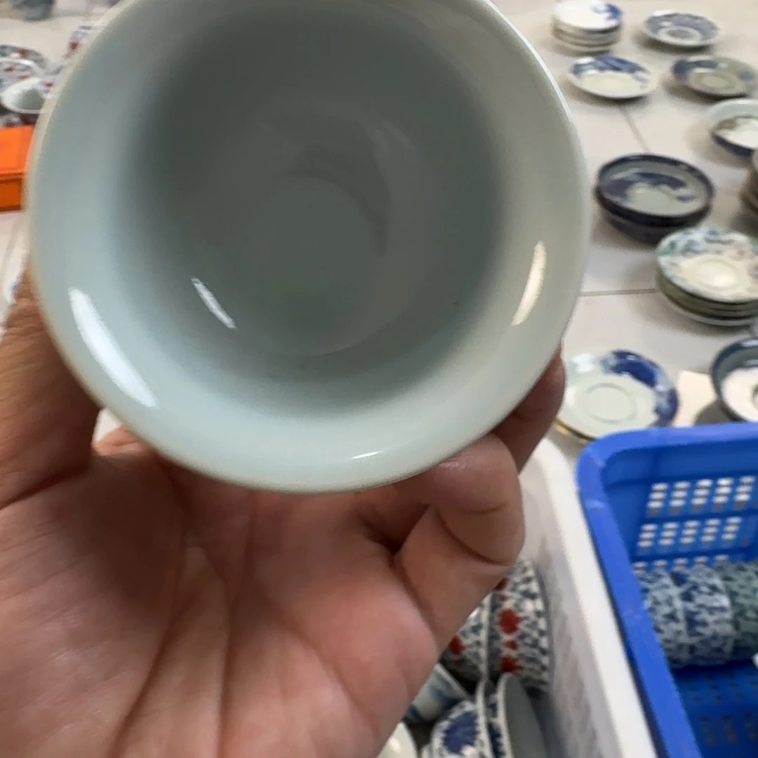 摆件陶手工手绘青花山水压手杯