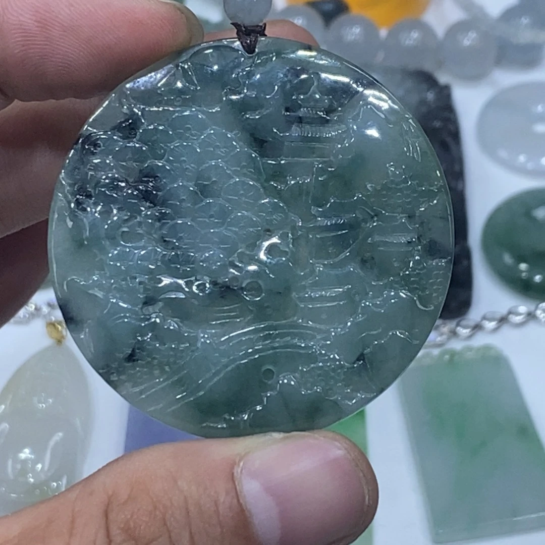 翡翠未镶嵌吊坠(不含链)山水