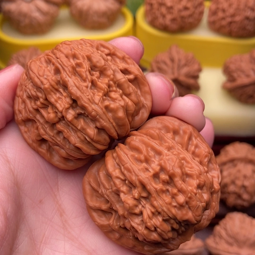 把件文玩核桃精品老树红皮四座楼44