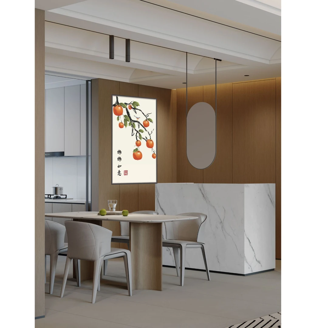 【真正工厂福利款】新中式餐厅柿柿如意客厅玄关装饰画防水自粘室内