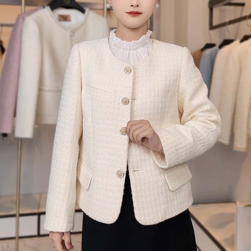 短外套小香风气质小个子针织短款时尚毛呢秋冬春秋百搭大气