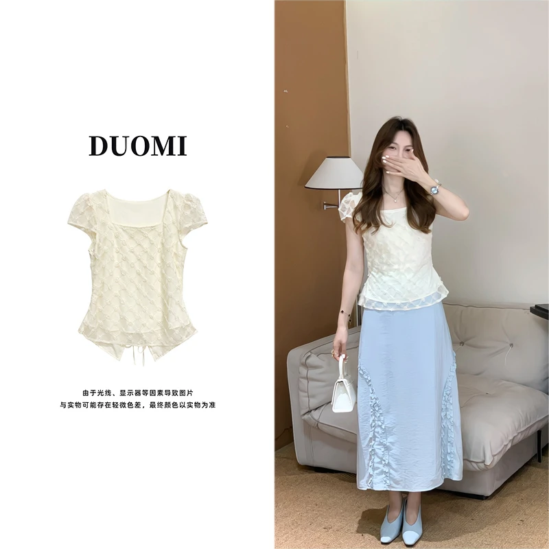 【DUOMI】夏季新款百搭时尚韩版小众设计小衫上衣女D7259