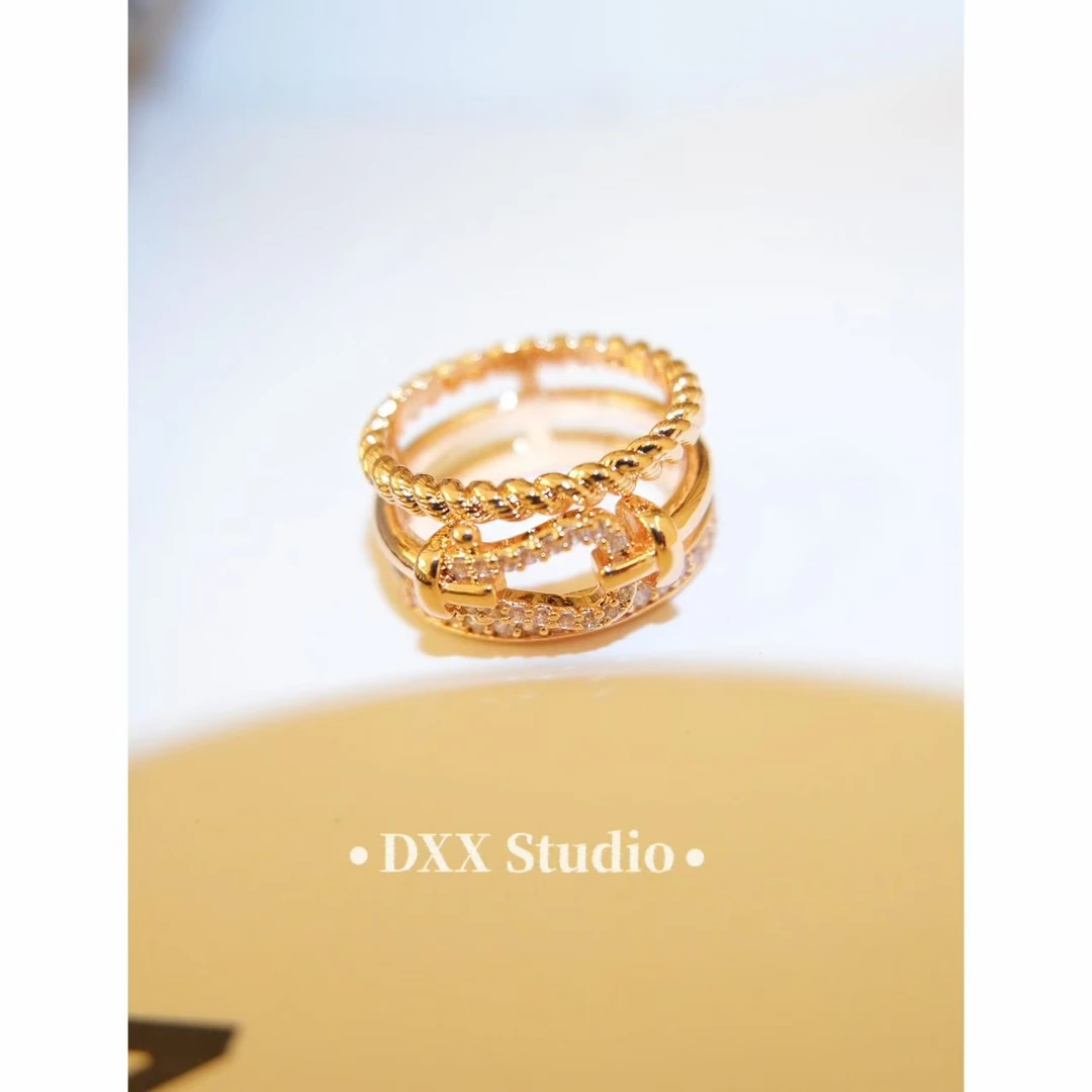 铜合金戒指 小众设计金色闭口戒指47468