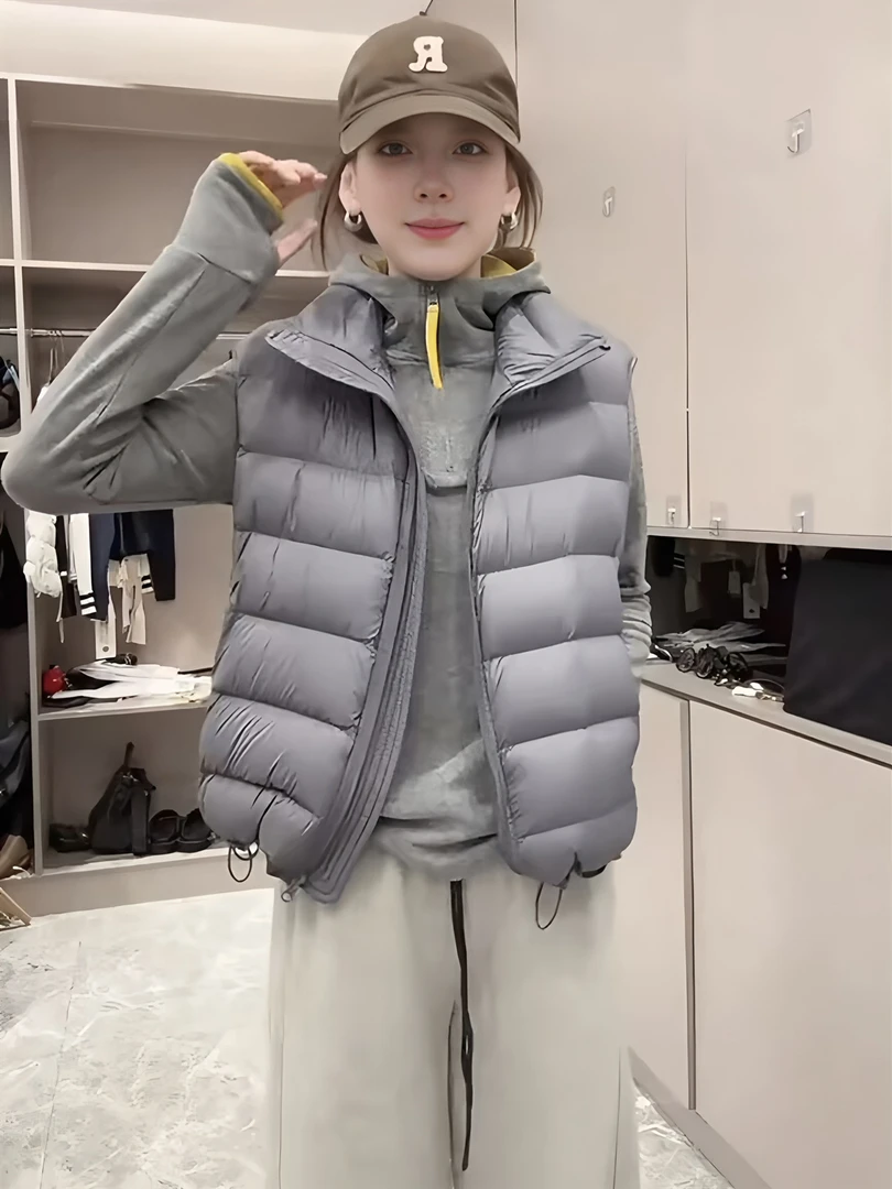 立领排骨白鸭绒马甲女2025新款巨好看短款高级感潮款外穿背心外套