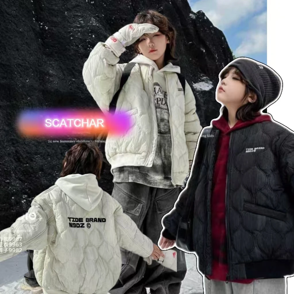 【杨少华服饰】秋冬加厚款新款休闲洋气韩版菱形格字棉服外套9987