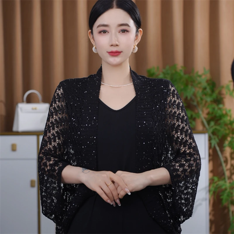 针织披肩时尚新款防晒贵妇披肩空调罩衫夏季薄款外搭