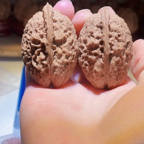 把件文玩核桃双节轮带彩35