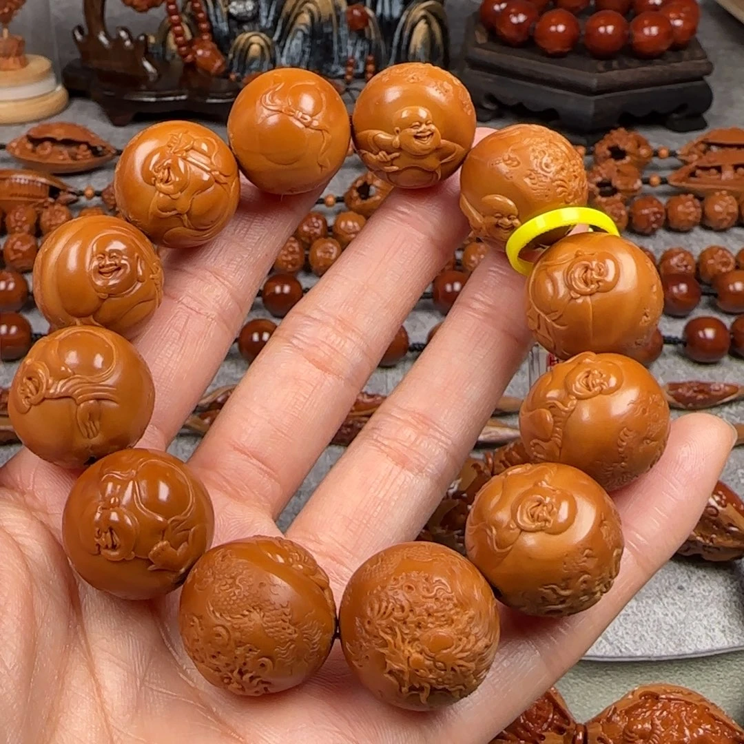 橄榄核手串/手链2.0尺寸正圆龙弥勒手串