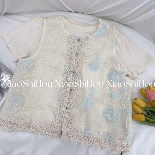 小时候女装店花朵小香风两件套上衣6667