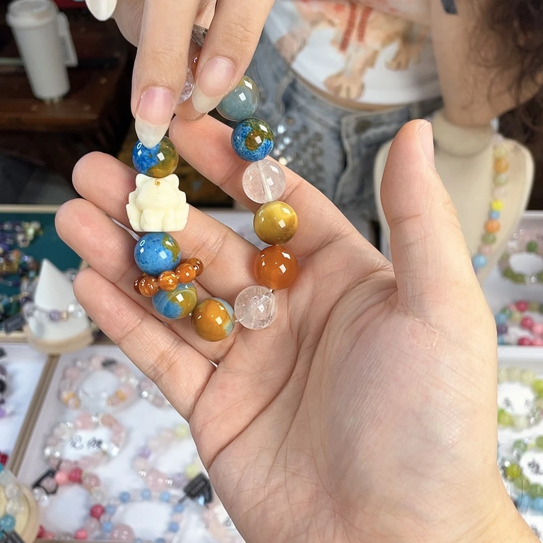 水晶手链银S925镀金镶嵌