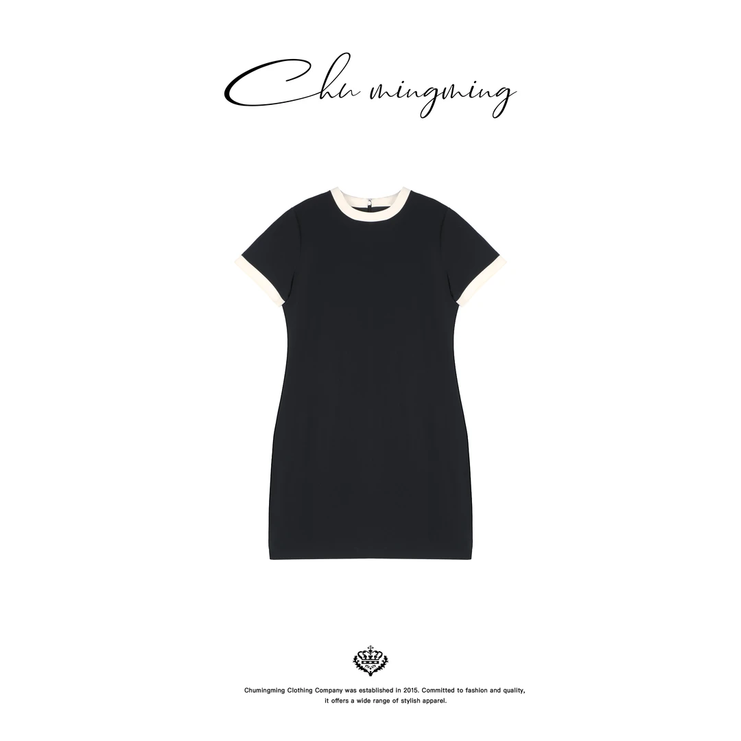 【CHU/2025SSNEW】《雅撞》拼色圆领连衣裙CD2581
