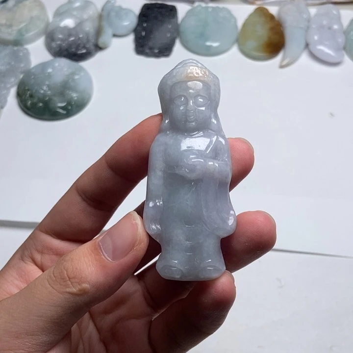 翡翠未镶嵌颈饰站佛13