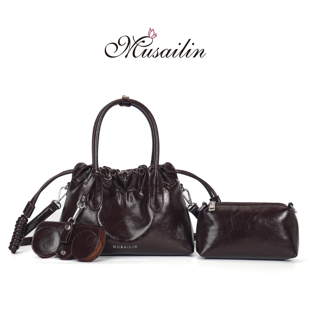 【MUSAILIN/牧赛琳】2024冬季新款时尚手提斜跨包子母包M-1314咖色