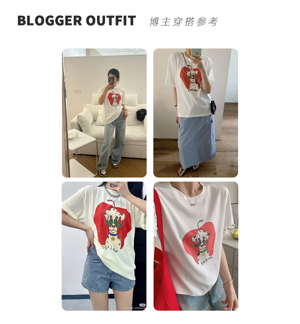 苹果狗狗短袖女棉夏季