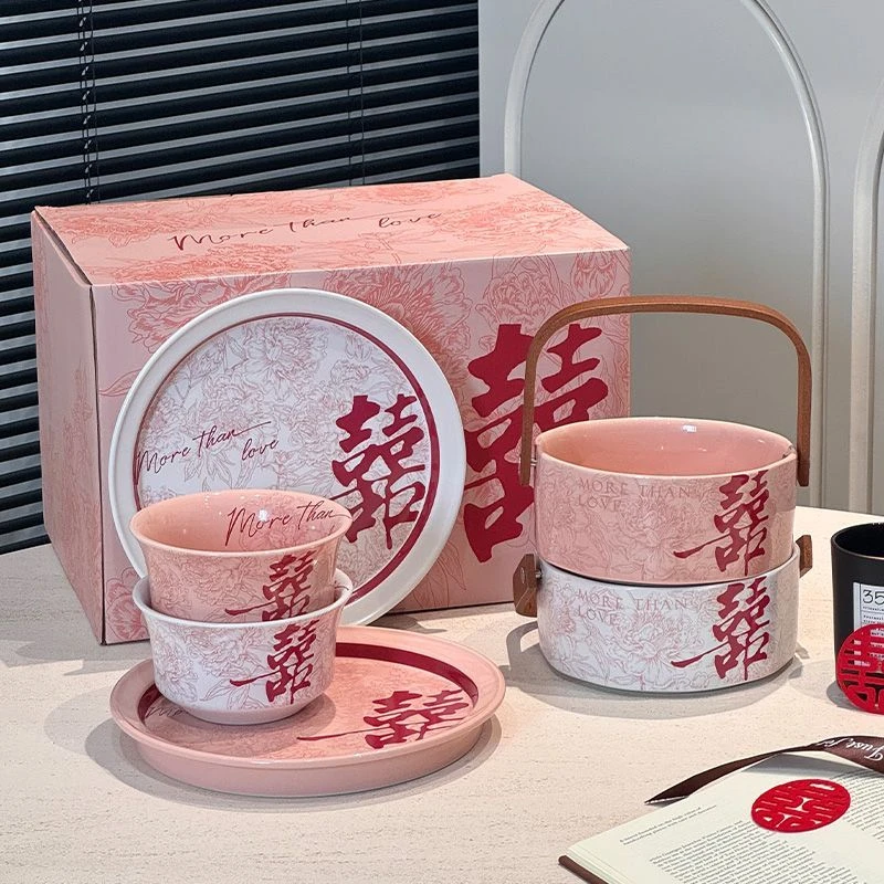 新婚礼物新人餐具碗盘套装家用乔迁新居陪嫁送新娘闺蜜新中式礼品