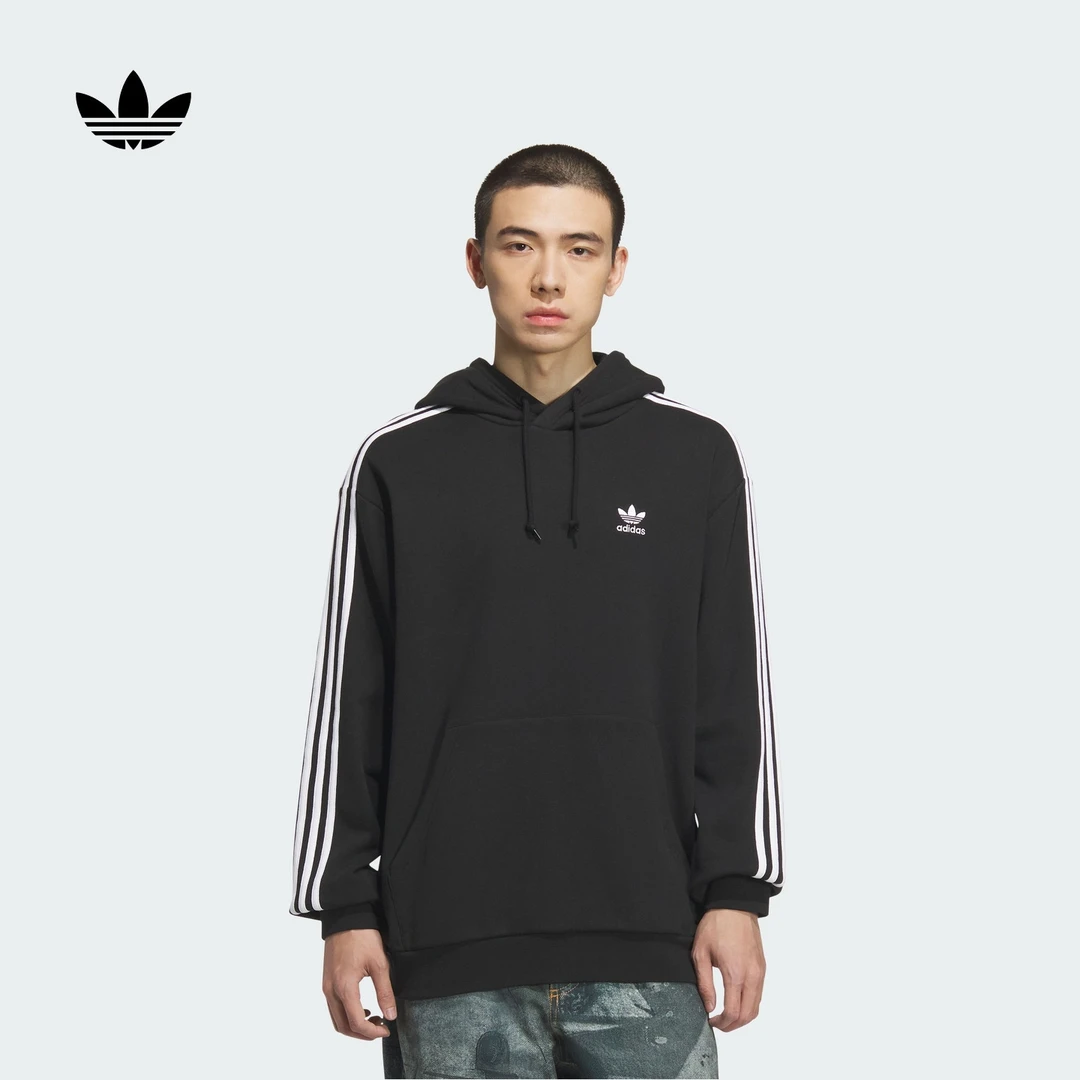 阿迪达斯官方三叶草 宽松舒适运动连帽套头卫衣男款adidas KD1860