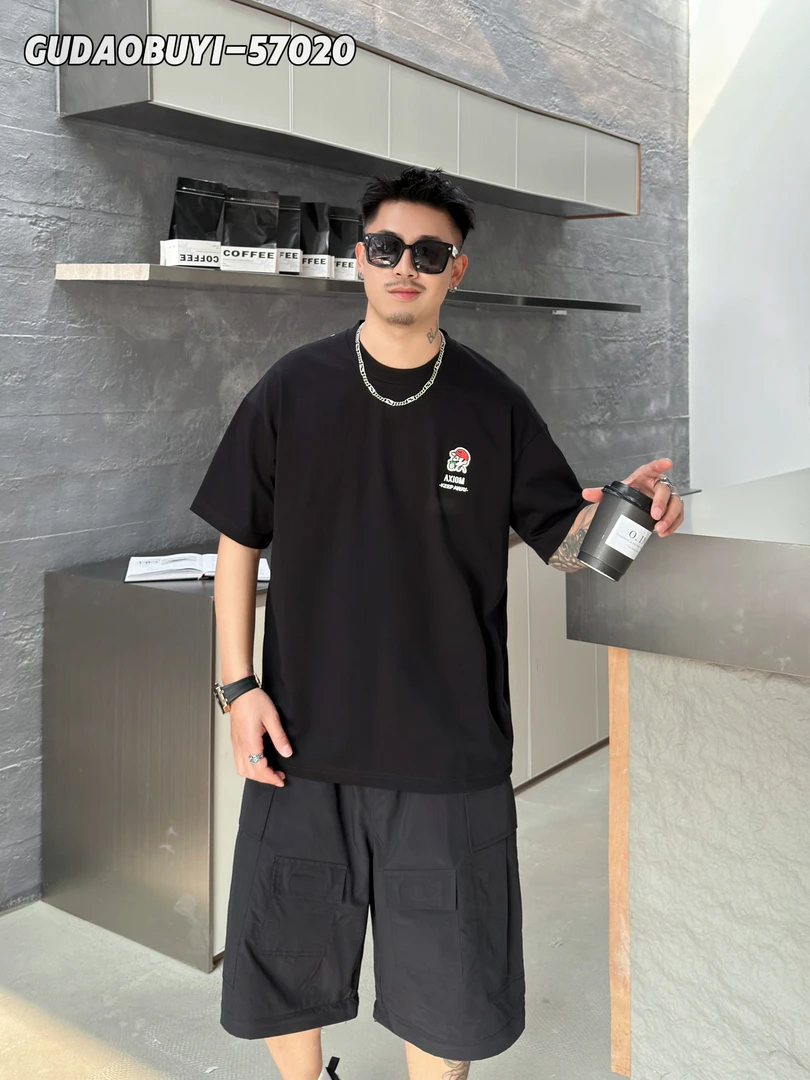 【夏季】新款男女同款时尚百搭喝水玛丽图案短袖T恤57020