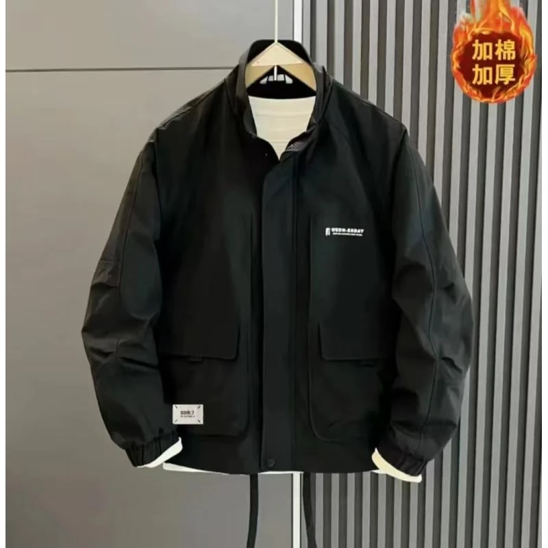秋冬季新款时尚百搭户外工装立领夹克加厚二棉外套#二棉18012