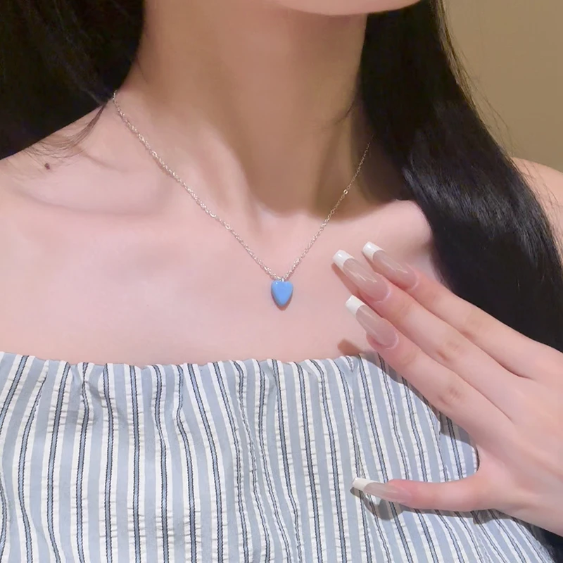 GINIFIMOR 铜项链 a508 气质蓝色简约项链素款百搭彩色