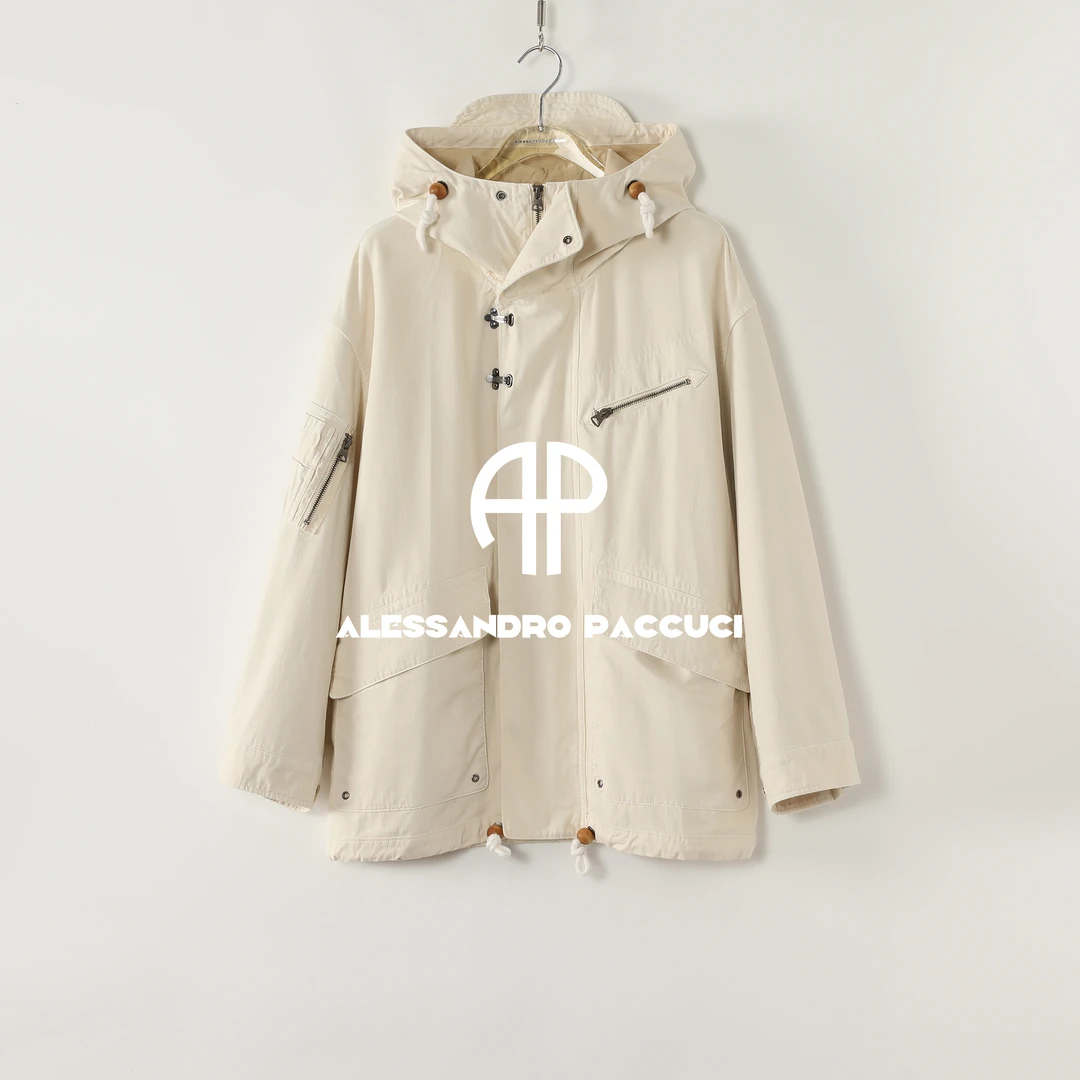 AP洛哥53116WT【限量/风之絮语】100棉人字纹肌理连帽抽绳时尚外套