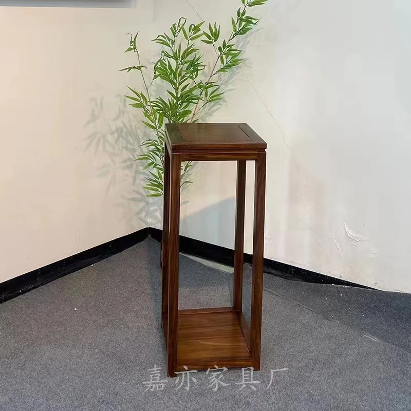 乌金木花架新款置物架新中式客厅落地式阳台木质盆景架