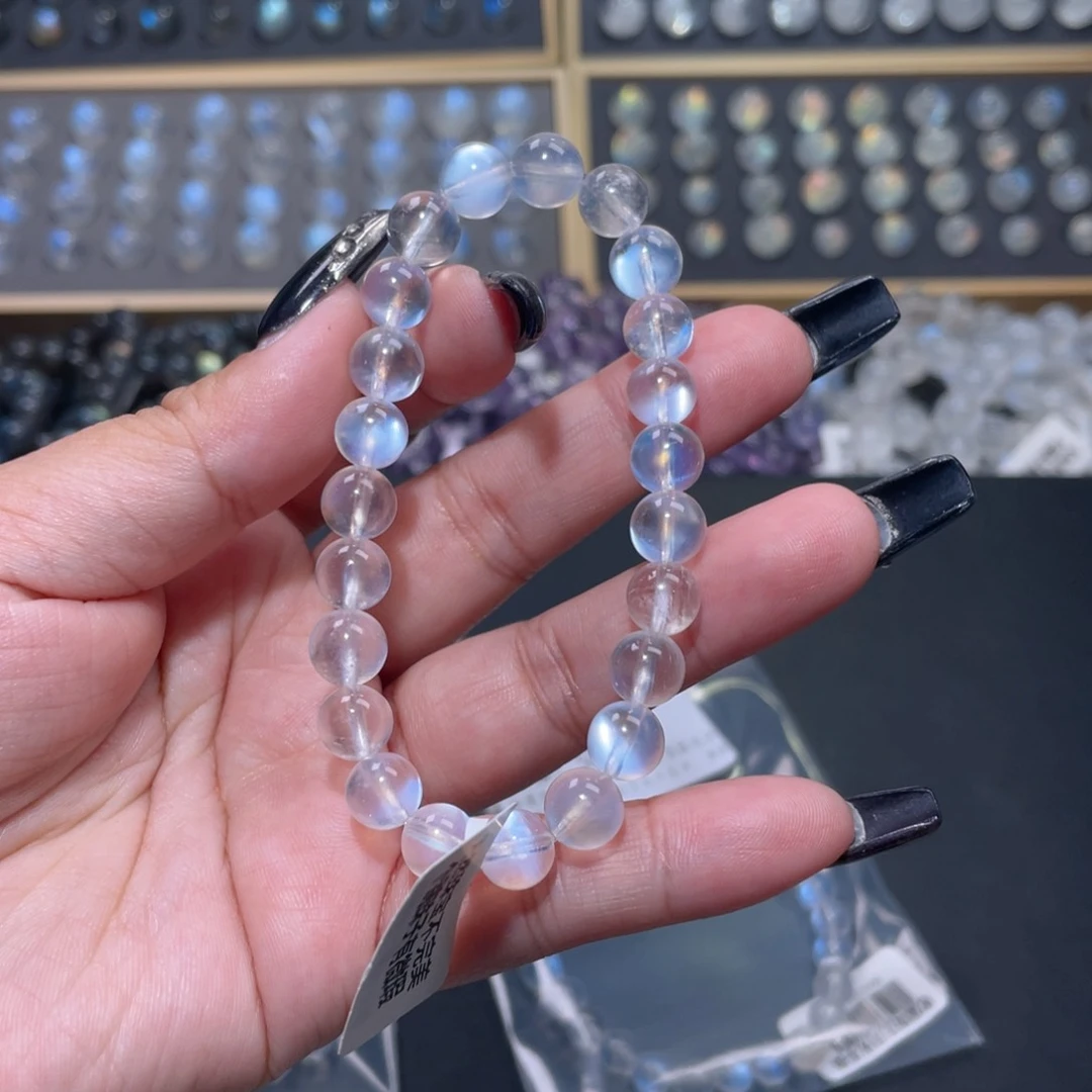 D***U手链未镶嵌长石蓝月光手链8mm