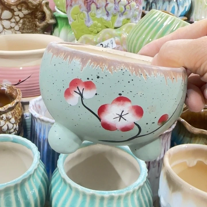 凑9块包邮，有孔，陶瓷花盆