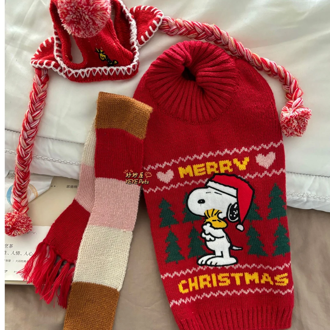 【新年上新】Snoopy卡通围脖新年款毛衣人宠拍照衣小猫小狗同款