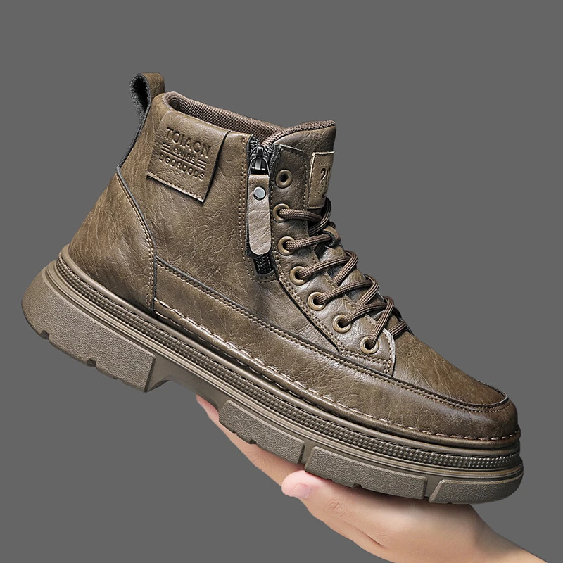 款四季小众皮面低帮板鞋复古抖音直播港风马丁靴走秀工装旭恒6季