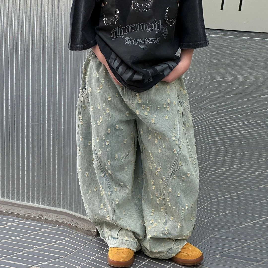 帅气牛仔裤2025春季新款男童时尚宽松休闲裤中小童百搭长裤潮