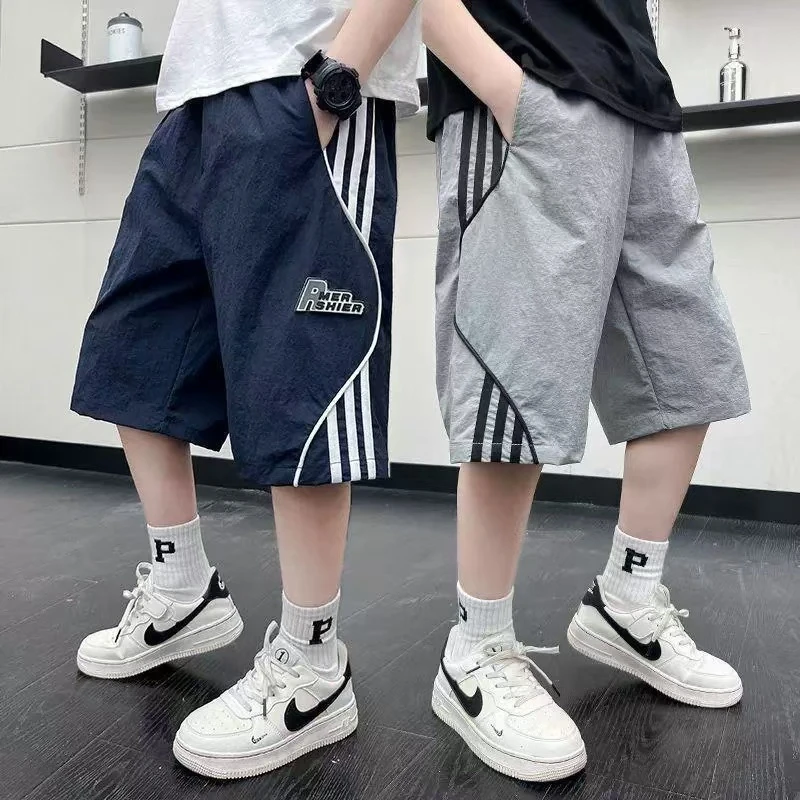 中大男童夏装运动短裤速干新款儿童夏季中裤子薄款五分裤炸街痞帅