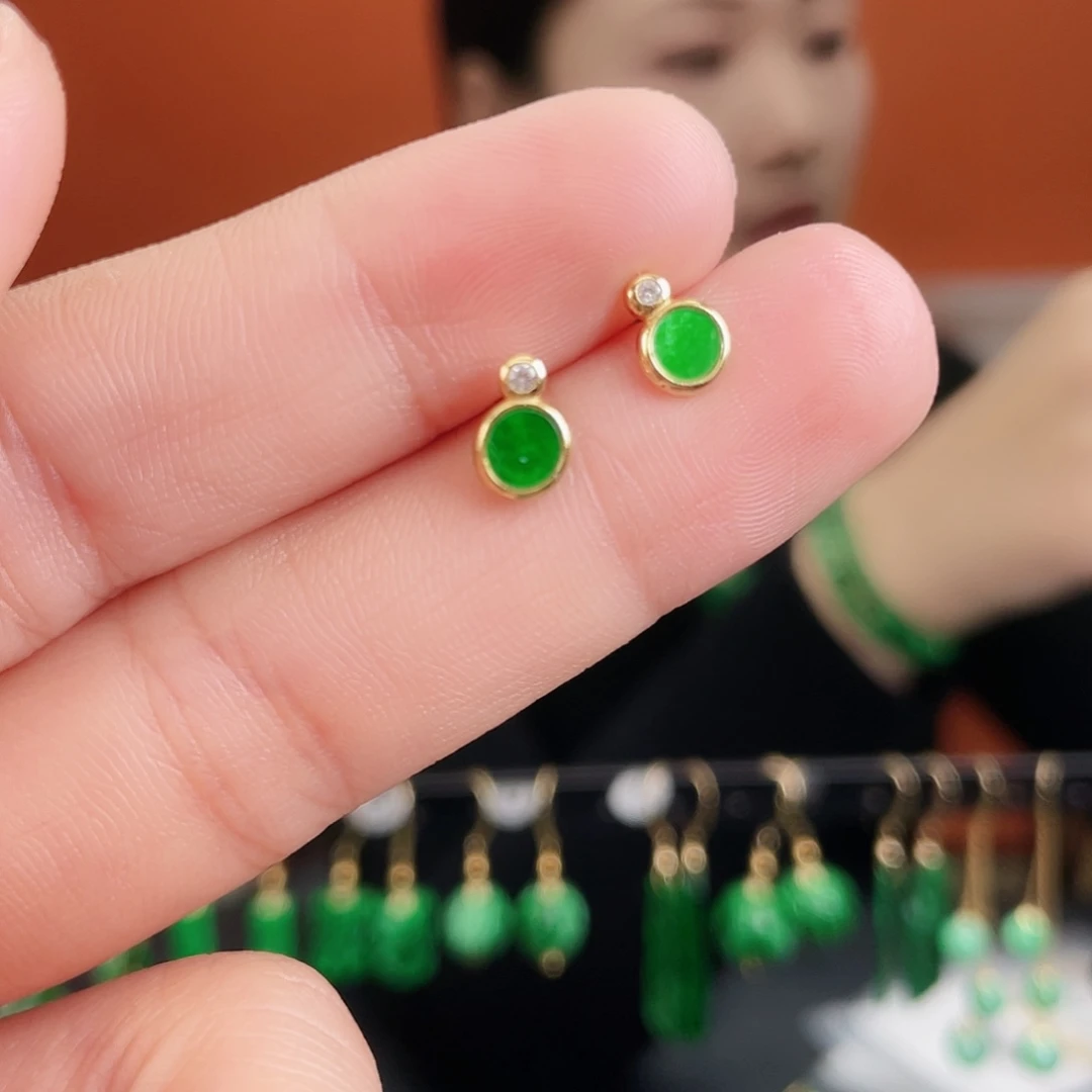 翡翠银S925镶嵌耳饰