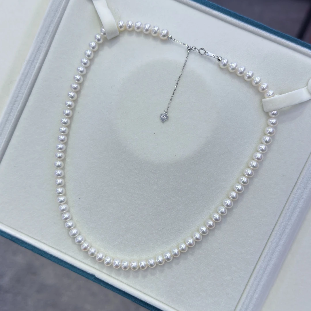 【月光女神】S925银延长尾链淡水无核珍珠项链6-7mm