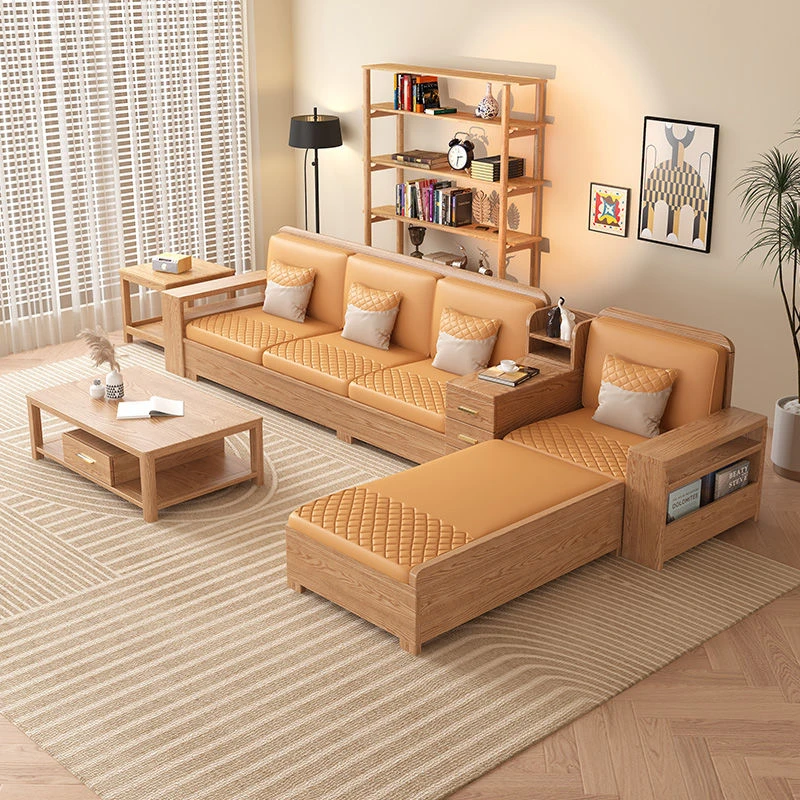 白蜡木实木沙发客厅家用现代简约北欧小户型客厅冬夏两用储物新款