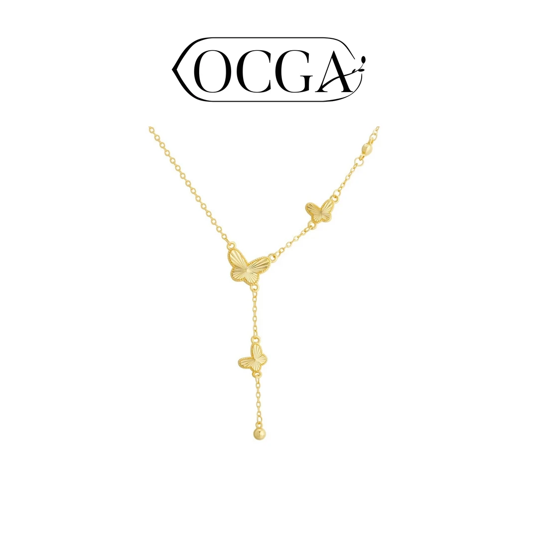 钛钢项链 流苏蝴蝶套链闪亮灵动精致项链锁骨链 O0002