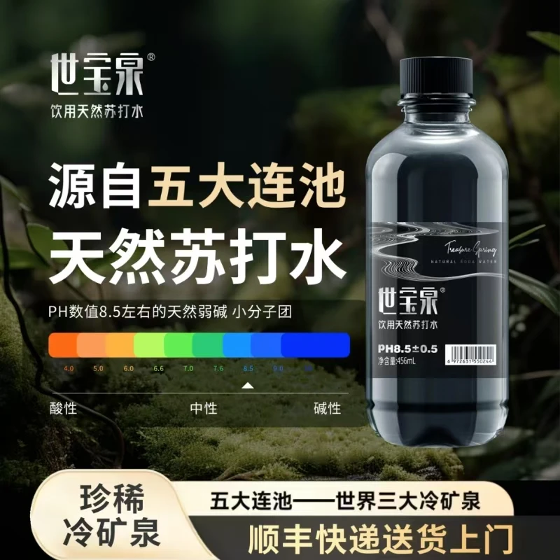 五大连池天然苏打水世宝泉天然弱碱无糖无气456毫升*12瓶*7箱
