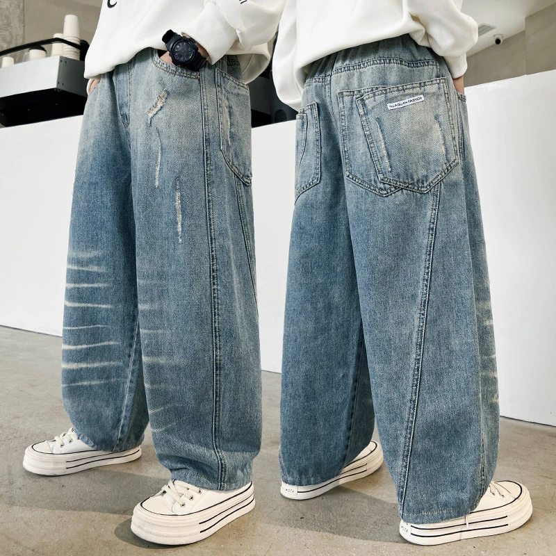 男童春装裤子2025新款儿童牛仔裤春秋款大童秋季长裤直筒裤洋气潮