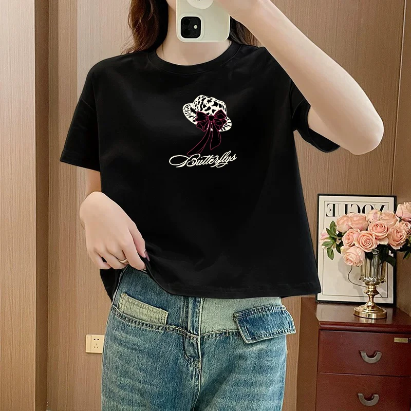 纯棉高腰短款t恤女短袖上衣2025夏季新款韩系时尚百搭减龄小个子