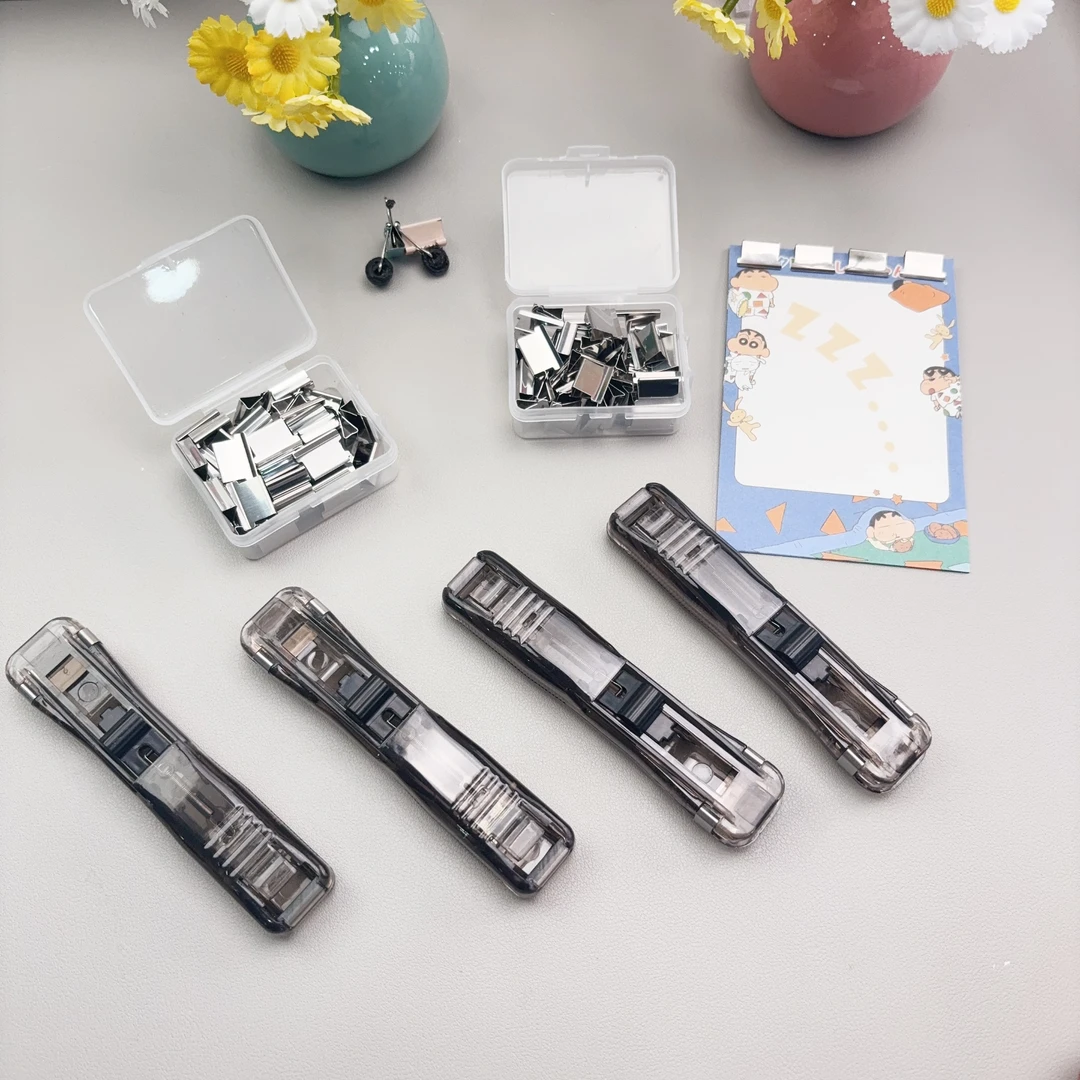 3028【4杆2盒夹共100枚】免钉推夹器文件文具固定试卷用品订书机