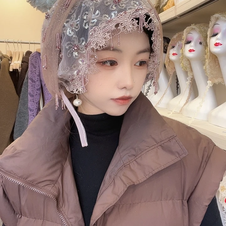 涤纶（聚酯纤维）浅香芋色纱巾