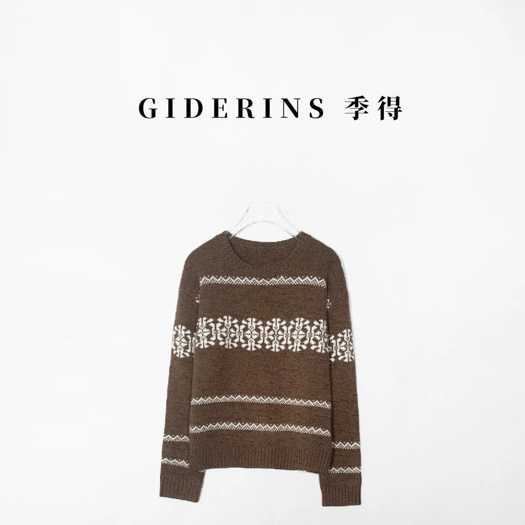 林果&季得 【诗行远方】费尔岛圆领羊毛针织毛衣宽松慵懒风女士上衣