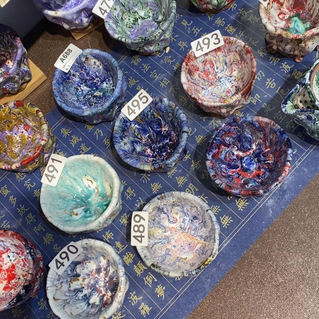 瓷片静沐焰志野主人杯七彩岩矿志野烧