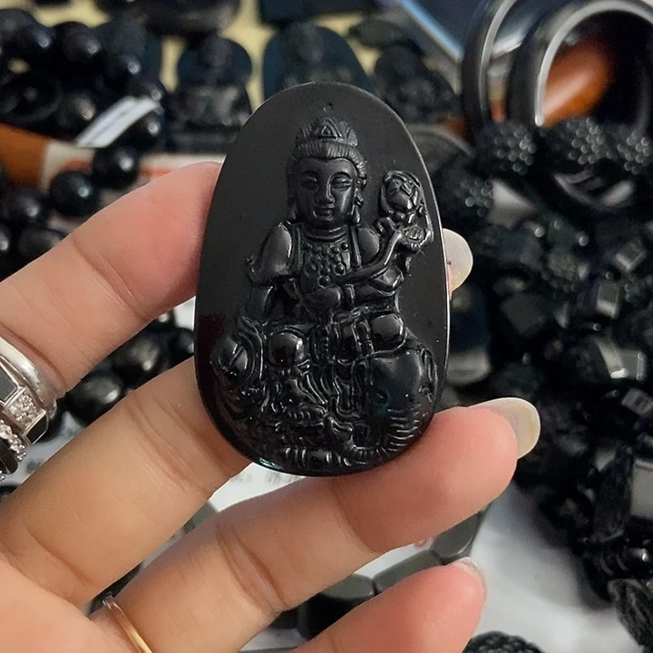 颈饰未镶嵌翡翠普贤墨翠