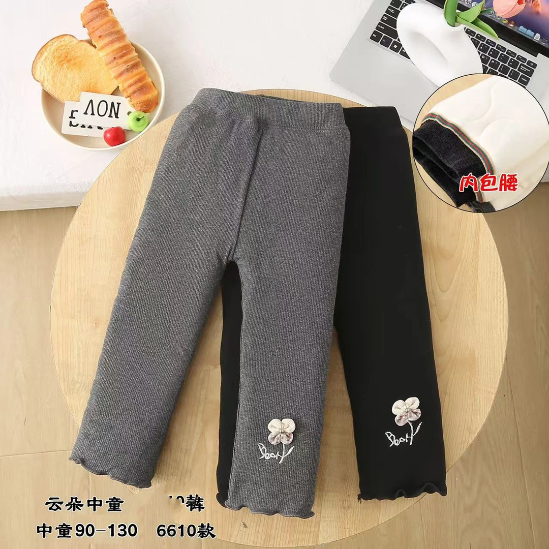 刺绣小花加厚棉裤女童裤子