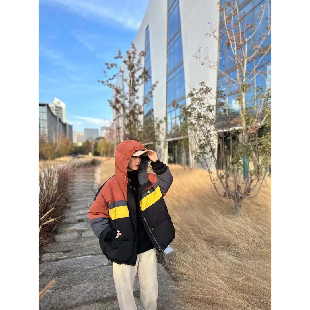 【2029】24冬 GGS欧货拼色羽绒服 时尚休闲 冬季连帽羽绒服