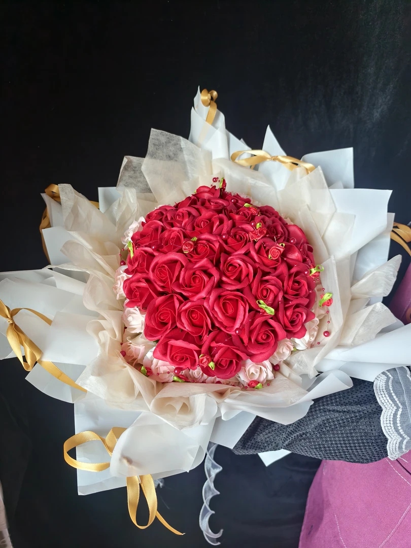 31朵红玫瑰22朵粉色仿真玫瑰皂花七夕情人节送女友生日表白礼物